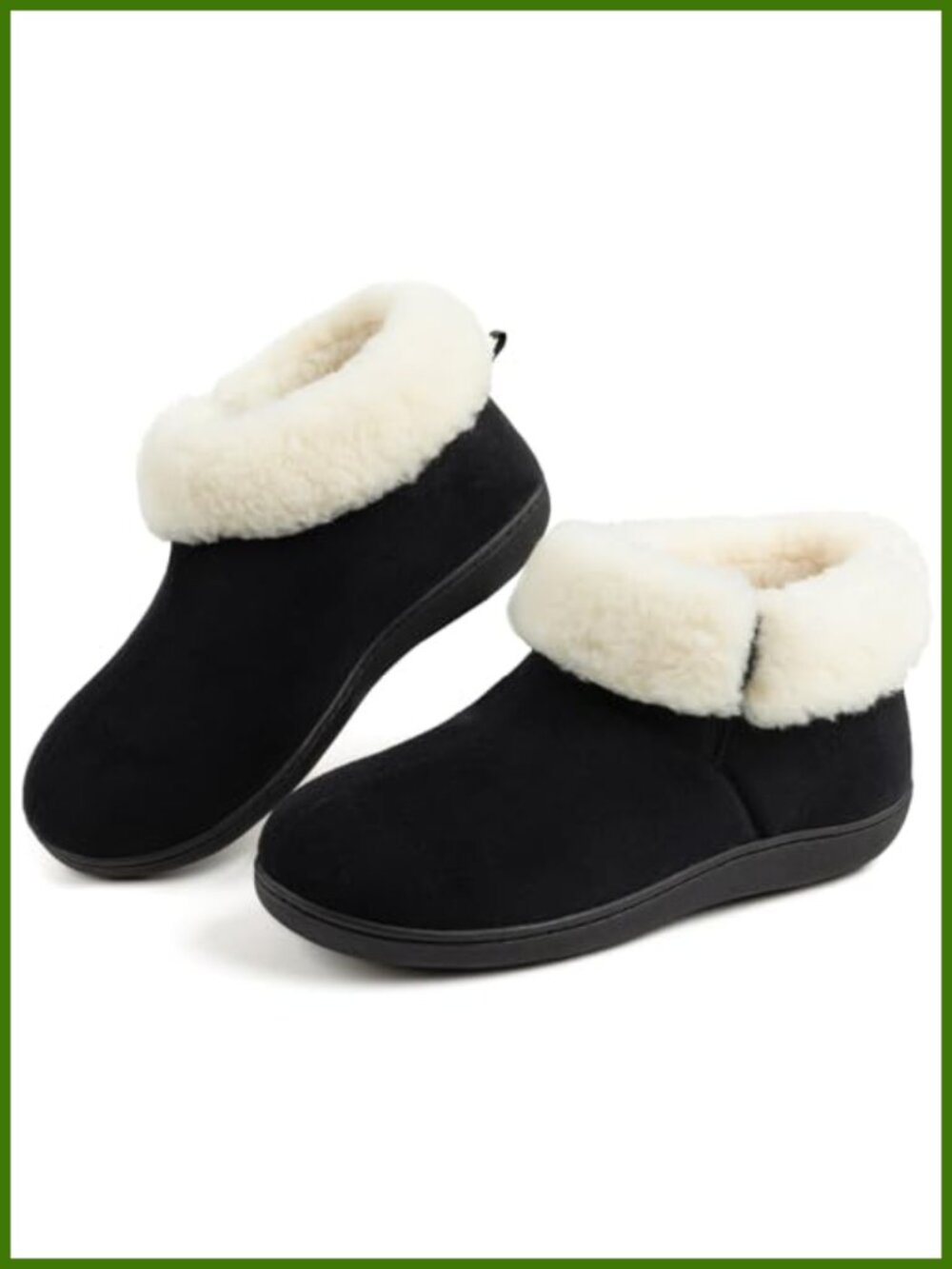 Faux Suede Bootie Slippers Memory Foam Sherpa Lined Non-Slip Indoor Outdoor